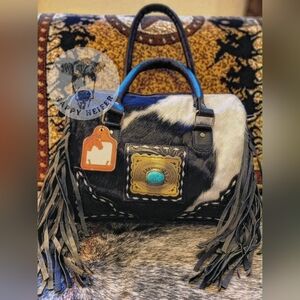 Black Western Speedy Bag Genuine Cowhide And Handtooled Leather
